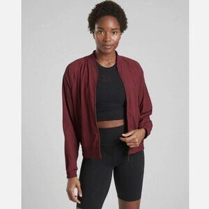 ATHLETA Amalfi Bomber Jacket Lightweight Nylon Dark Garnet Red Size Small